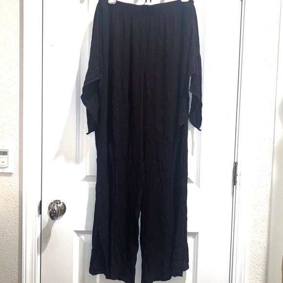 Black Soft Womens Pants by Kona Sol Size Medium Long Pleated Homme Pants Bottoms - Picture 1 of 9